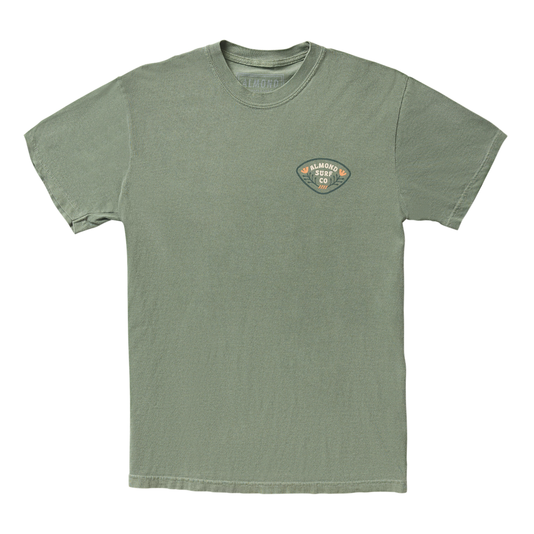Almond Poppy Badge Tee | Moss Green