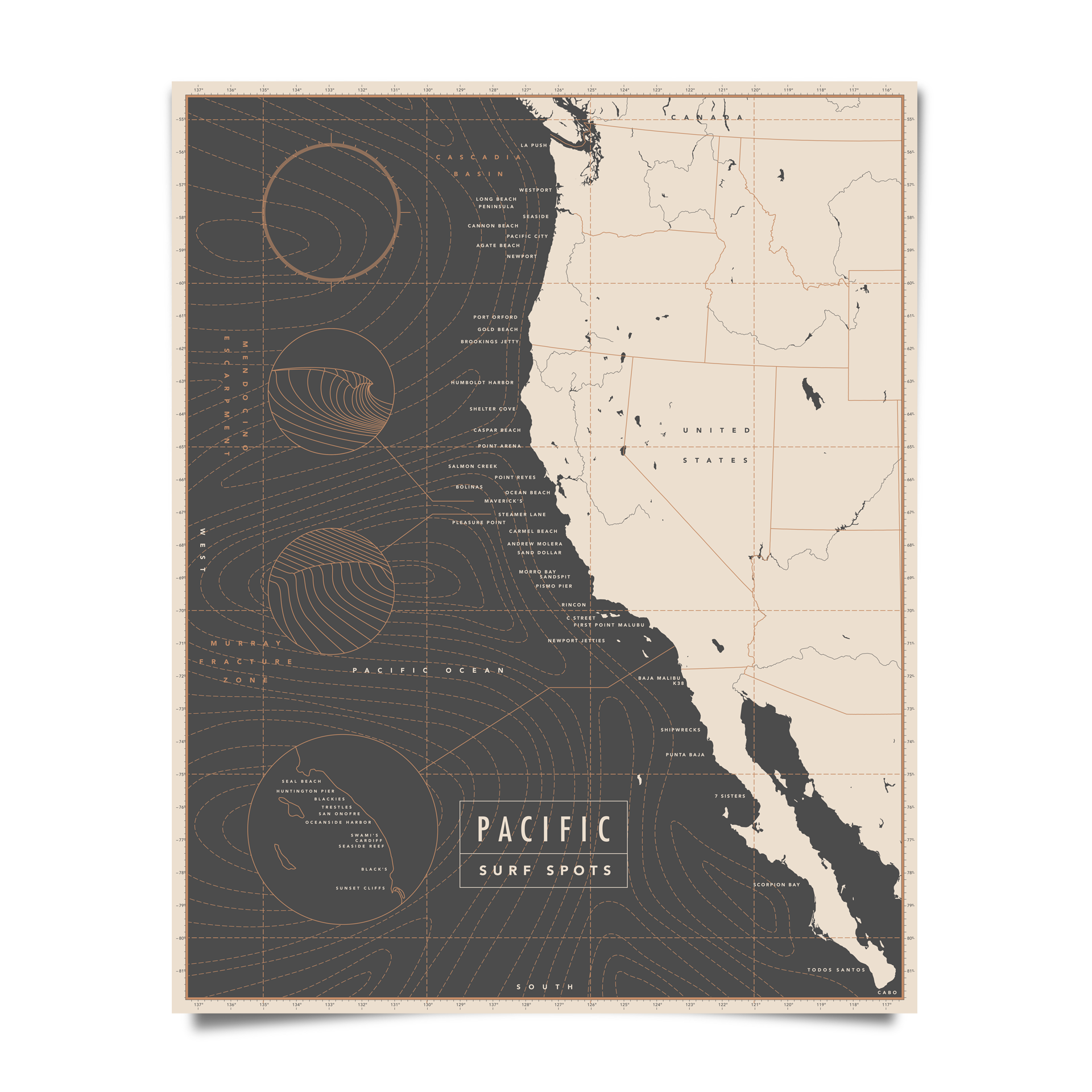 Pacific Surf Spots | Poster